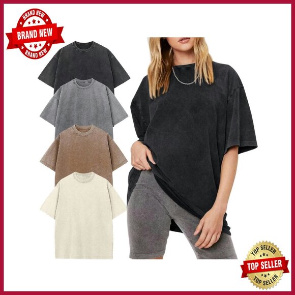 Oversized Acid Wash Cotton Tee Unisex Streetwear Vintage Fit